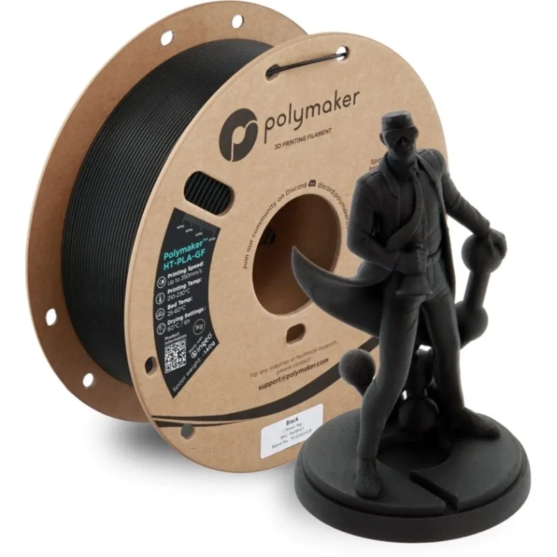 Filamento PLA Polymaker HT-PLA-GF Nero 1,75 mm Alta Resistenza Termica - immagine 1