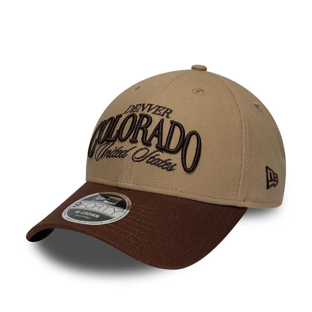 New Era Denver Colorado Wordmark 9Forty M-Crown Cappellino di Beige - immagine 1