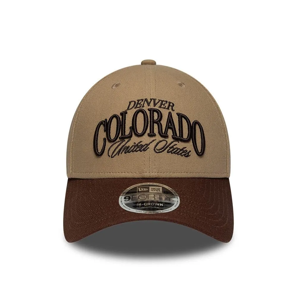New Era Denver Colorado Wordmark 9Forty M-Crown Cappellino di Beige - immagine 2