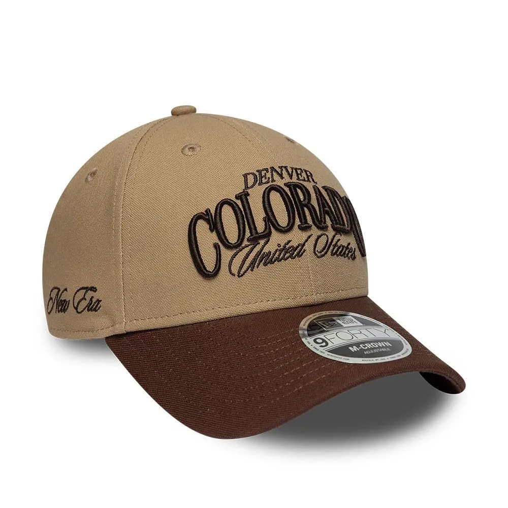 New Era Denver Colorado Wordmark 9Forty M-Crown Cappellino di Beige - immagine 3