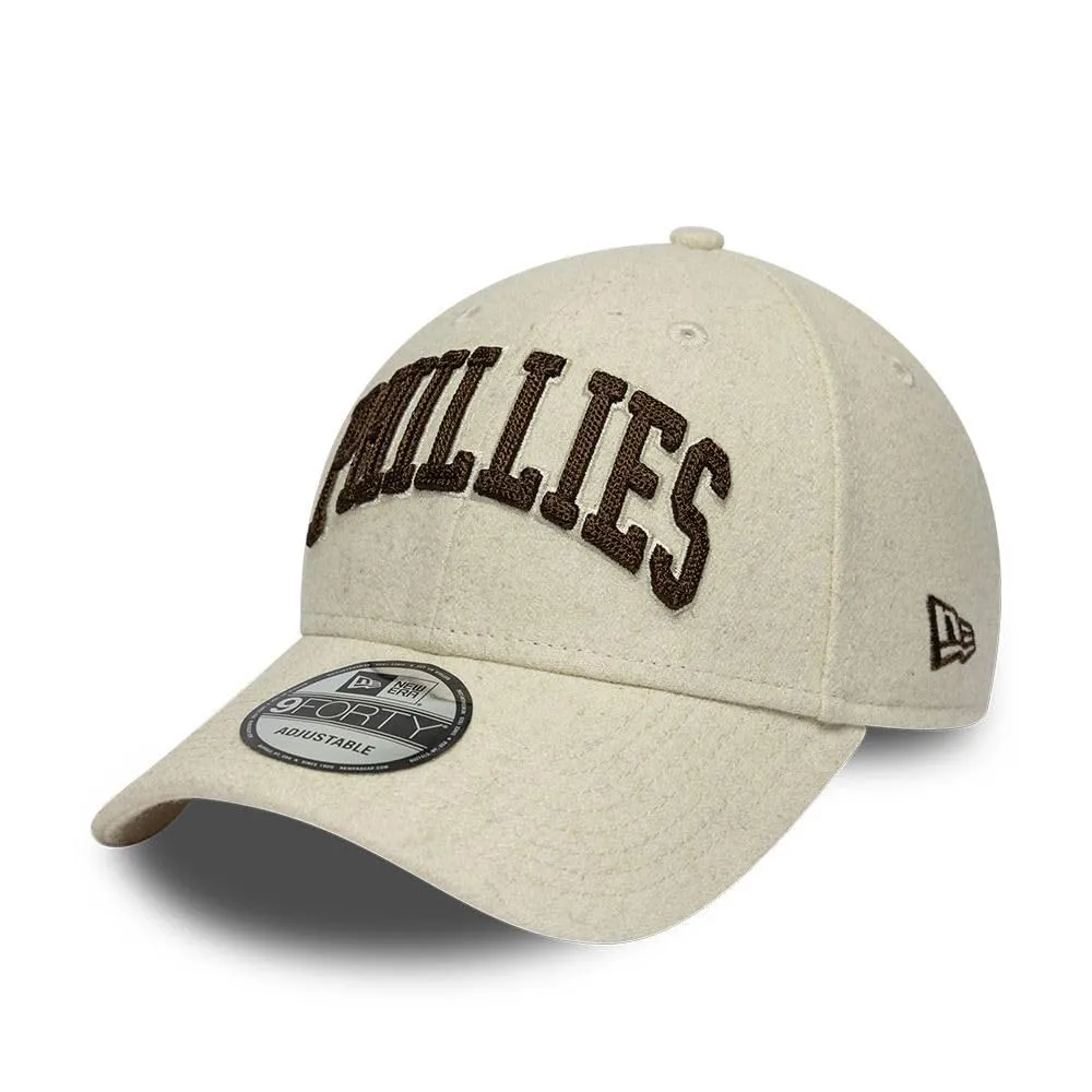 New Era Philadelphia Phillies Wordmark 9Forty Berretto in Lana Beige - immagine 1