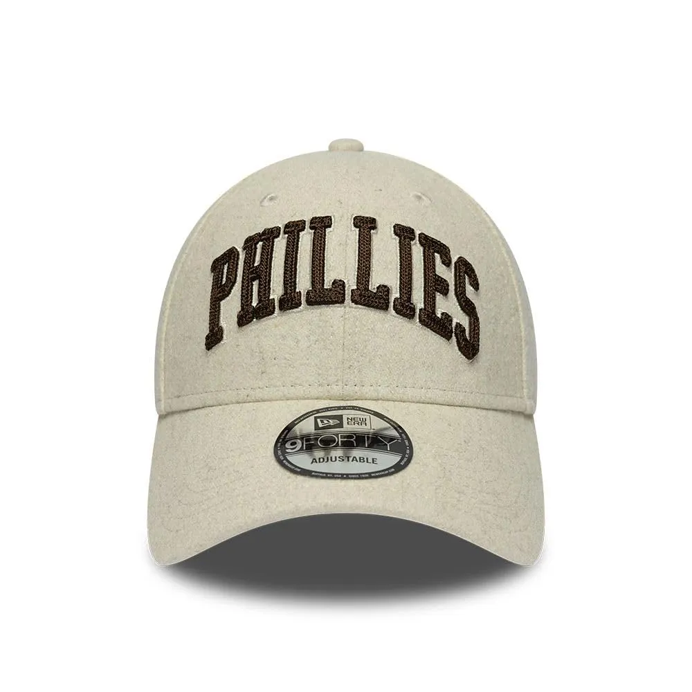 New Era Philadelphia Phillies Wordmark 9Forty Berretto in Lana Beige - immagine 2