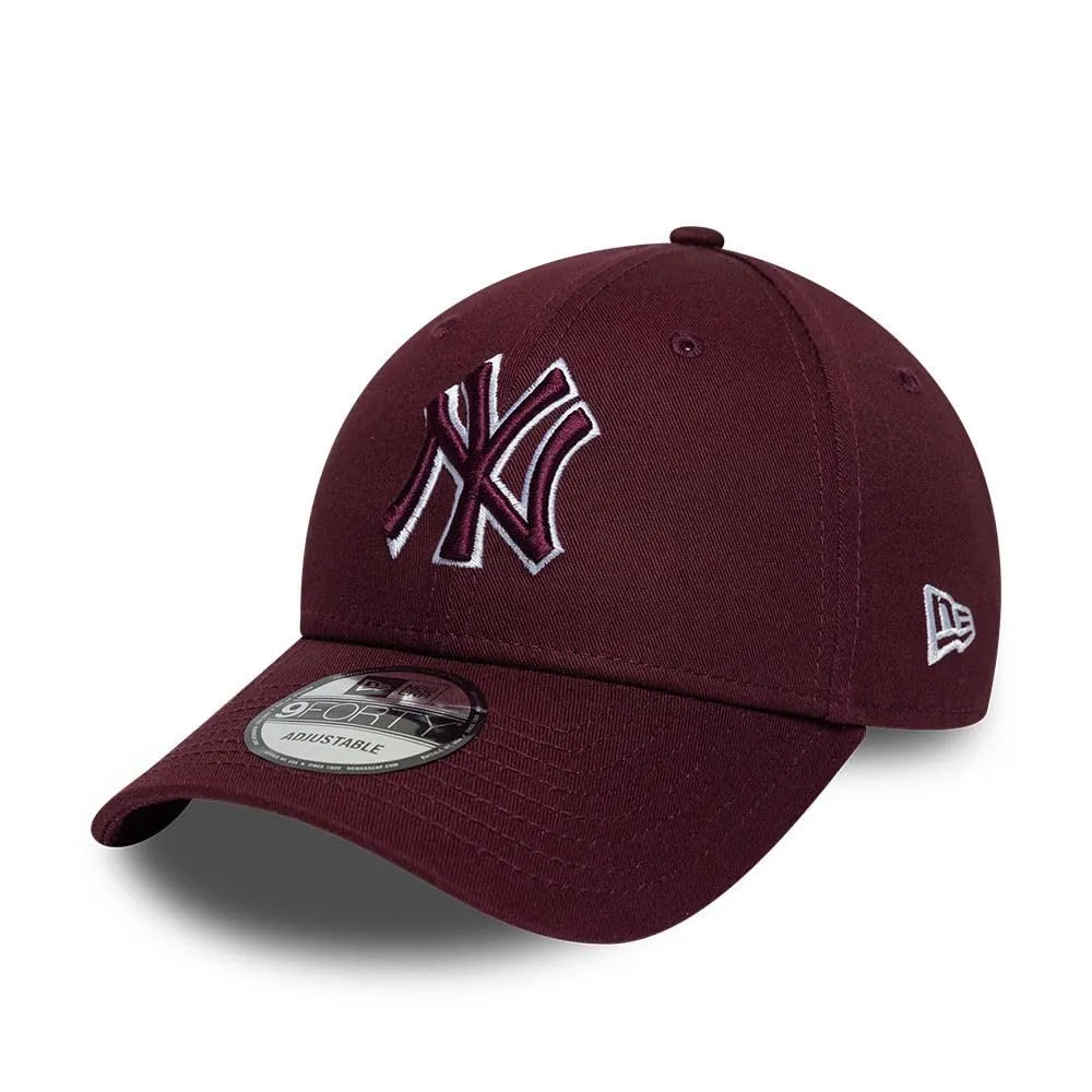 New Era New York Yankees Team Outline 9Forty Adjustable Cappellino Bordeau - immagine 1