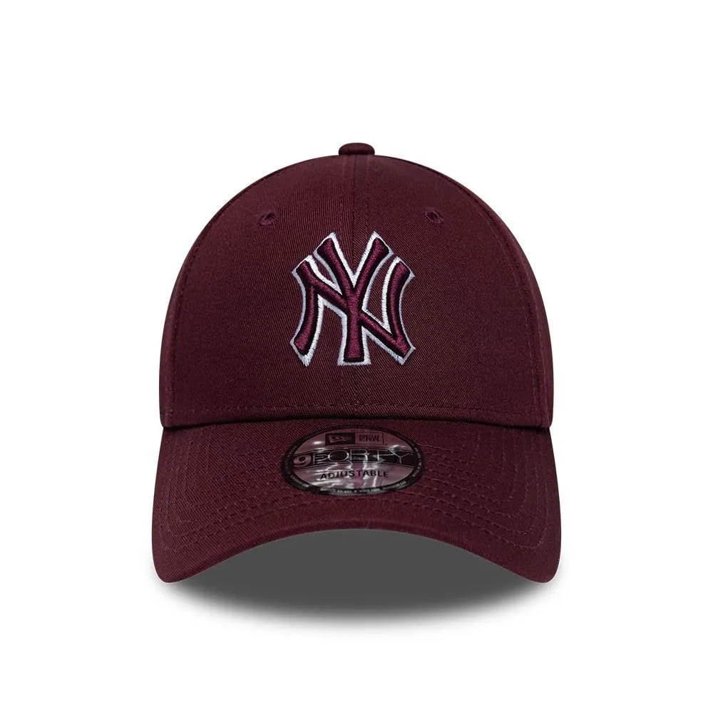 New Era New York Yankees Team Outline 9Forty Adjustable Cappellino Bordeau - immagine 2