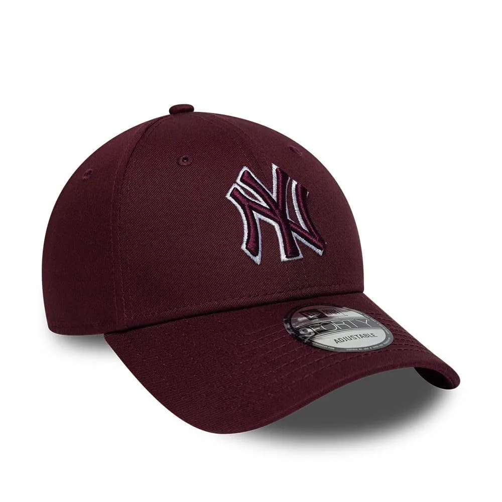 New Era New York Yankees Team Outline 9Forty Adjustable Cappellino Bordeau - immagine 3