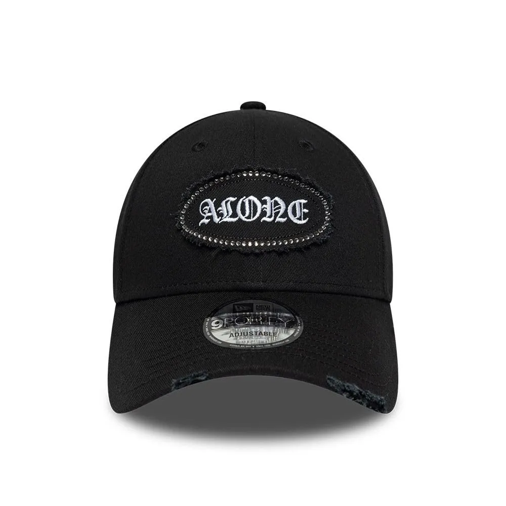 New Era Alone Gem Patch Distress 9Forty Adjustable Cappellino Nero - immagine 2