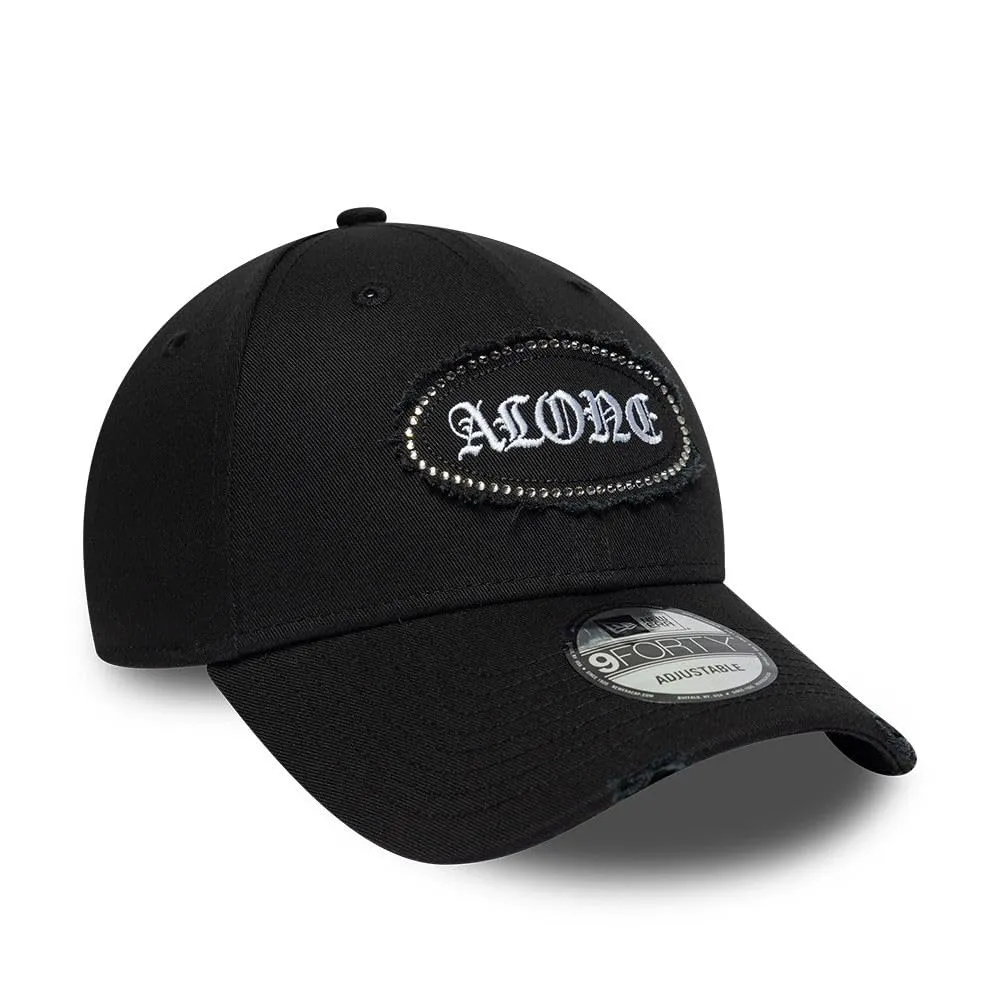 New Era Alone Gem Patch Distress 9Forty Adjustable Cappellino Nero - immagine 3