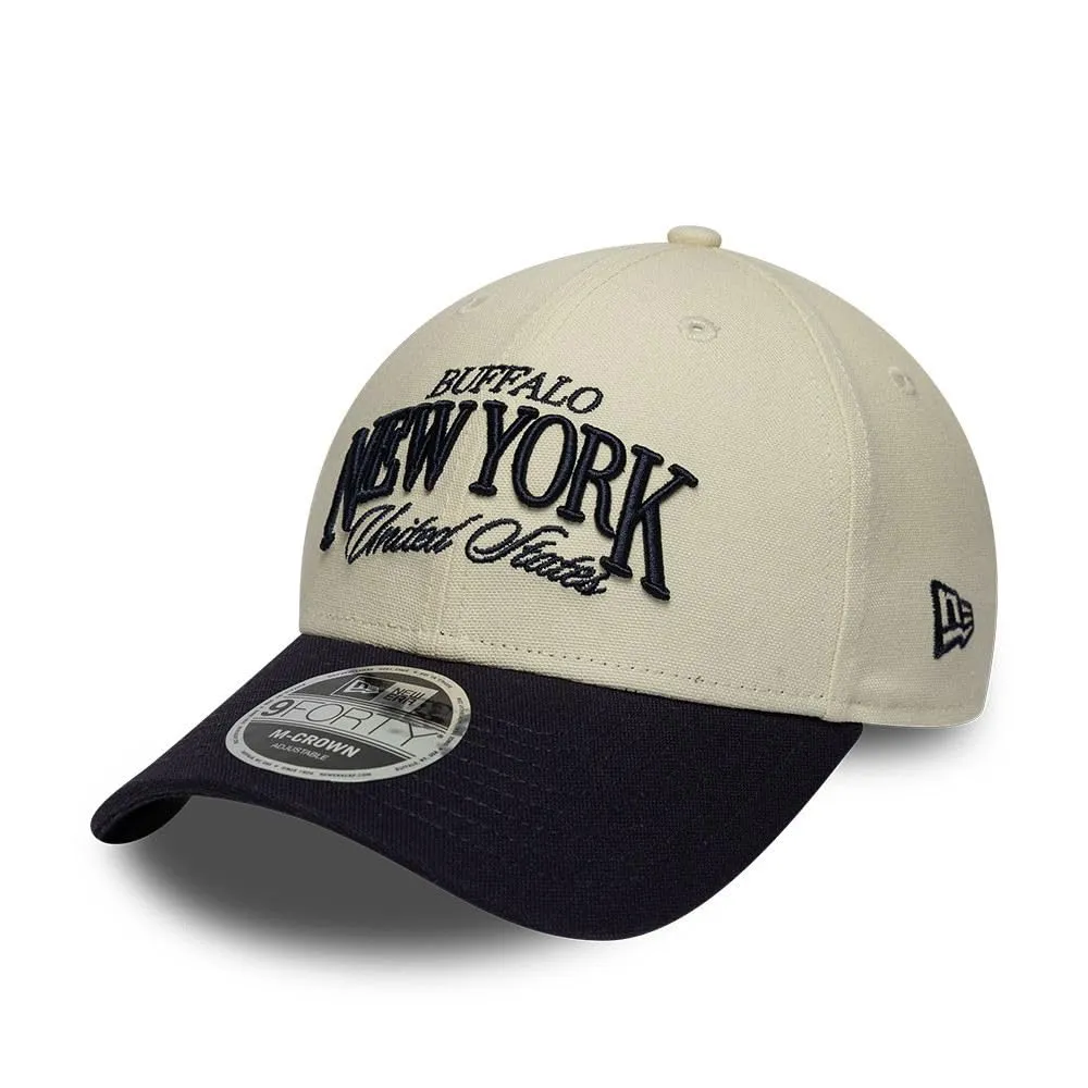 New Era Buffalo New York Wordmark 9Forty M-Crown Cappellino di Beige - immagine 1