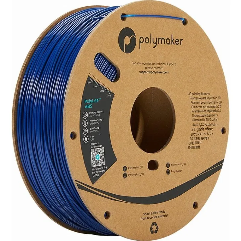 Filamento ABS Polymaker PE01007 Blu 1,75 mm Basso Odore Alta Qualità - immagine 1