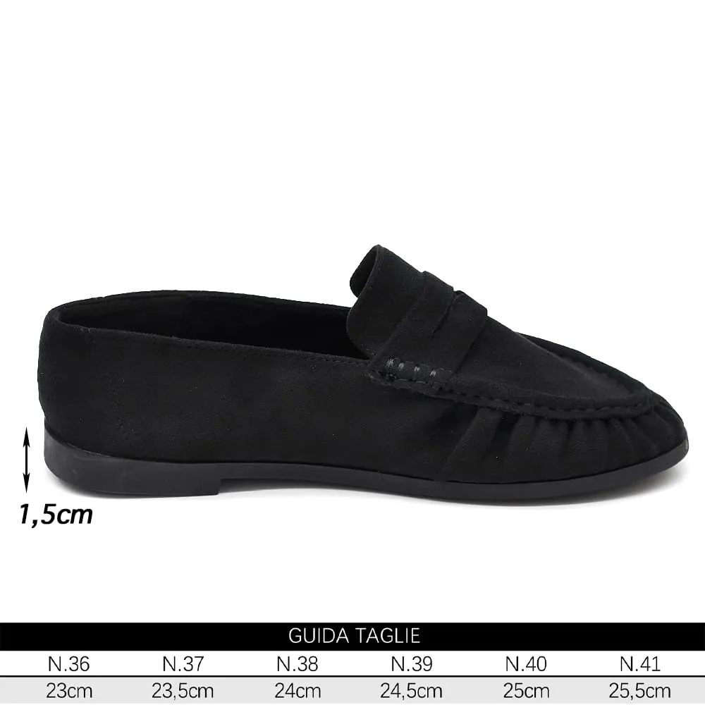 Mocassini Donna Morbidi Scamosciati, Penny Loafer con Bordo Arricciato, Scarpe Basse Comode Casual H178 Beige N.39 - immagine 5