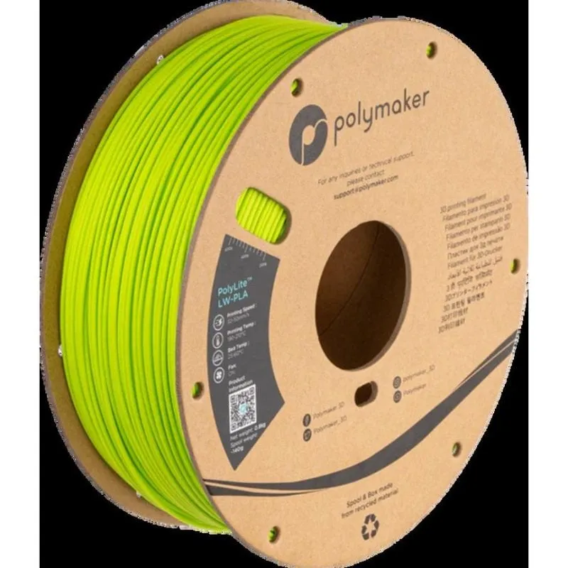 Filamento PLA Polymaker PolyLite LW-PLA Verde 1,75 mm Pre-espanso Superficie Opaca - immagine 1