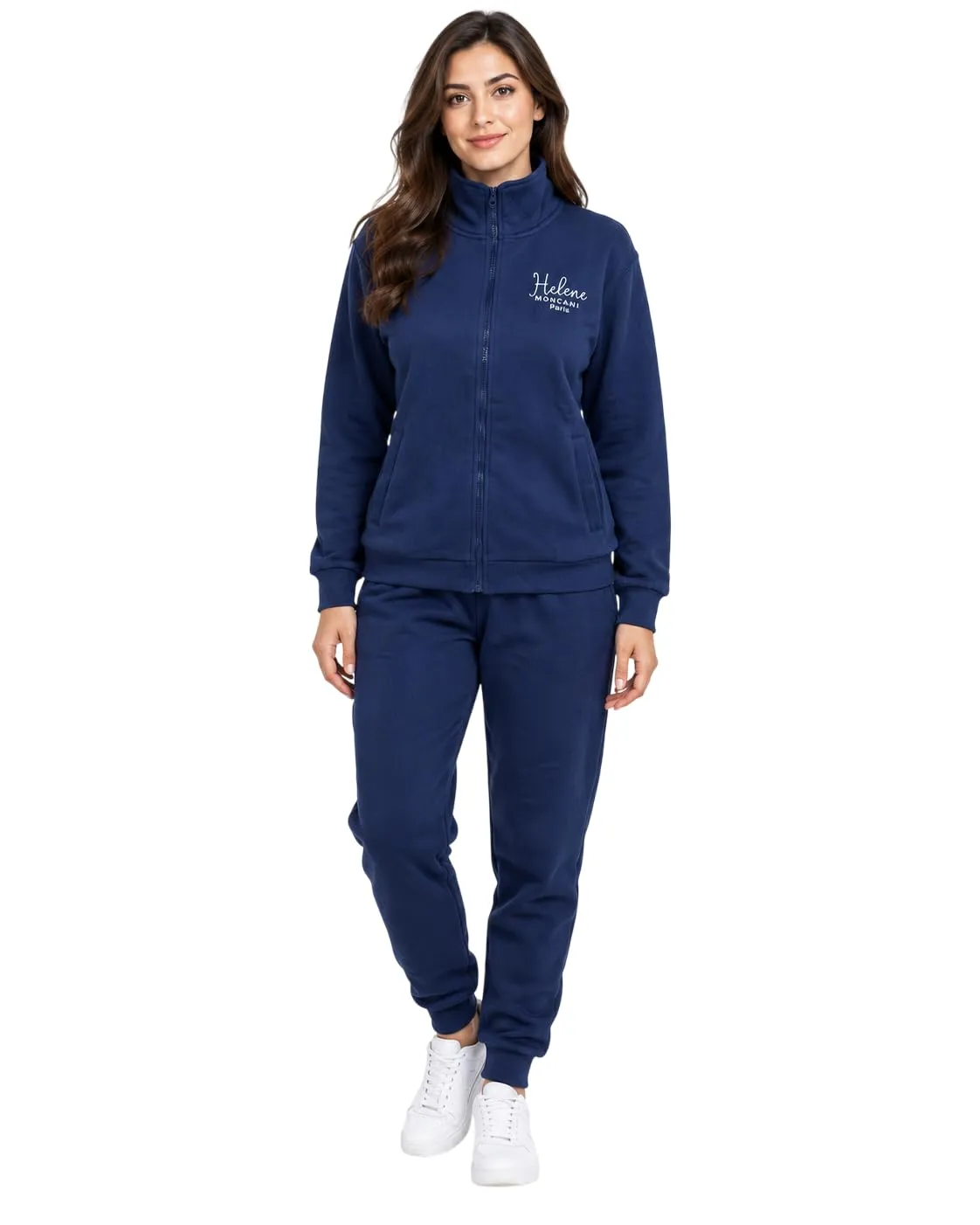 GX GARGIX Tuta Donna Invernale 2 Pezzi in Cotone, Felpa con Zip e Pantaloni Jogger, Completo Sportivo Donna con Tasche Alla Giacca, Polsini Elasticizzati (IT, Testo, L, Regular, Regular, GX/CHANT-NAVY) - immagine 1