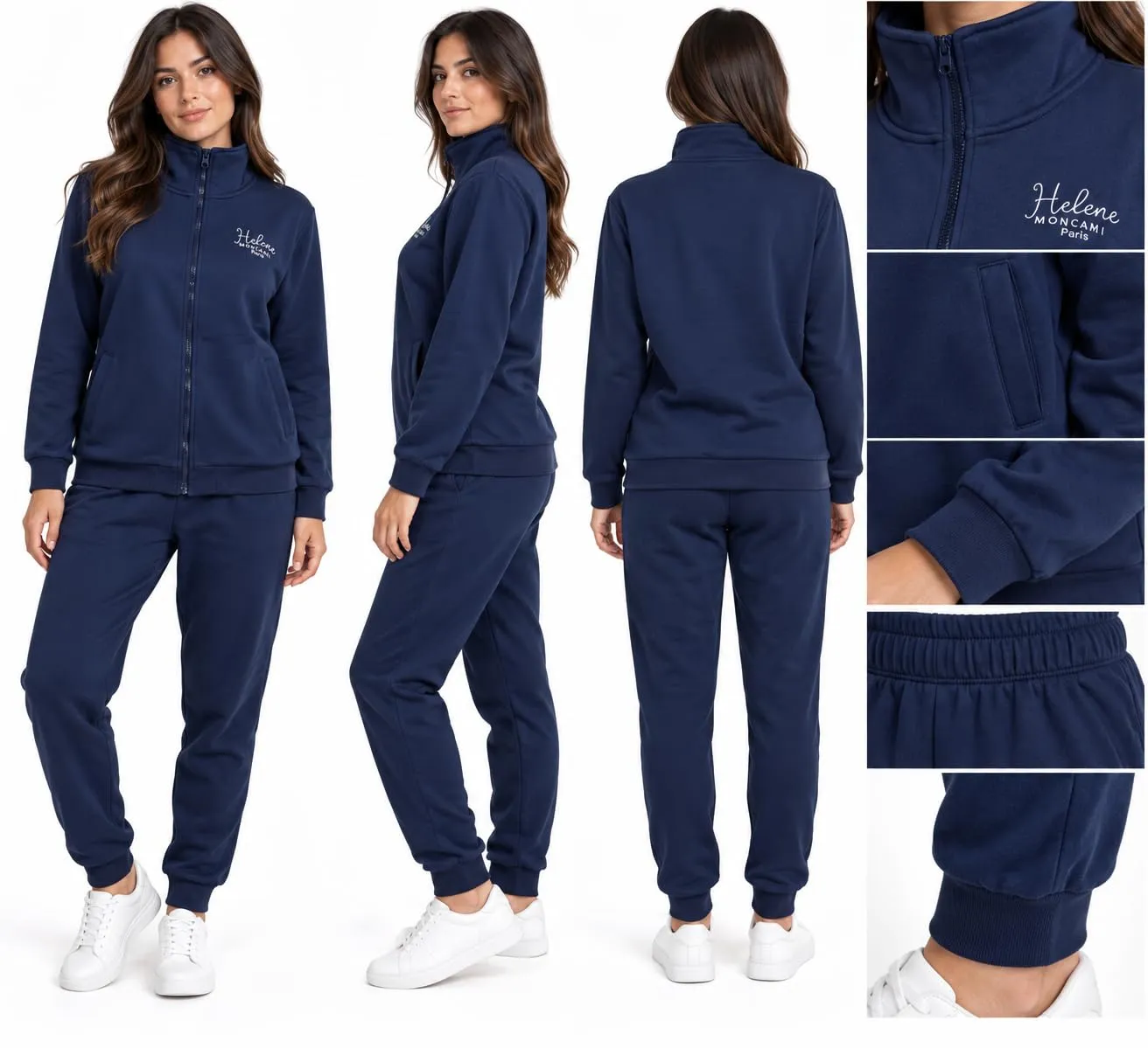 GX GARGIX Tuta Donna Invernale 2 Pezzi in Cotone, Felpa con Zip e Pantaloni Jogger, Completo Sportivo Donna con Tasche Alla Giacca, Polsini Elasticizzati (IT, Testo, L, Regular, Regular, GX/CHANT-NAVY) - immagine 2
