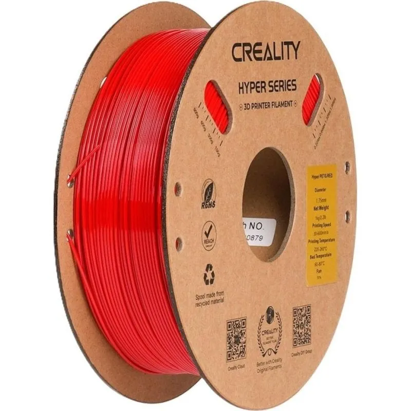 Filamento PETG Creality Hyper 3301030072 Rosso 1,75 mm Alta Velocità Trasparente - immagine 1