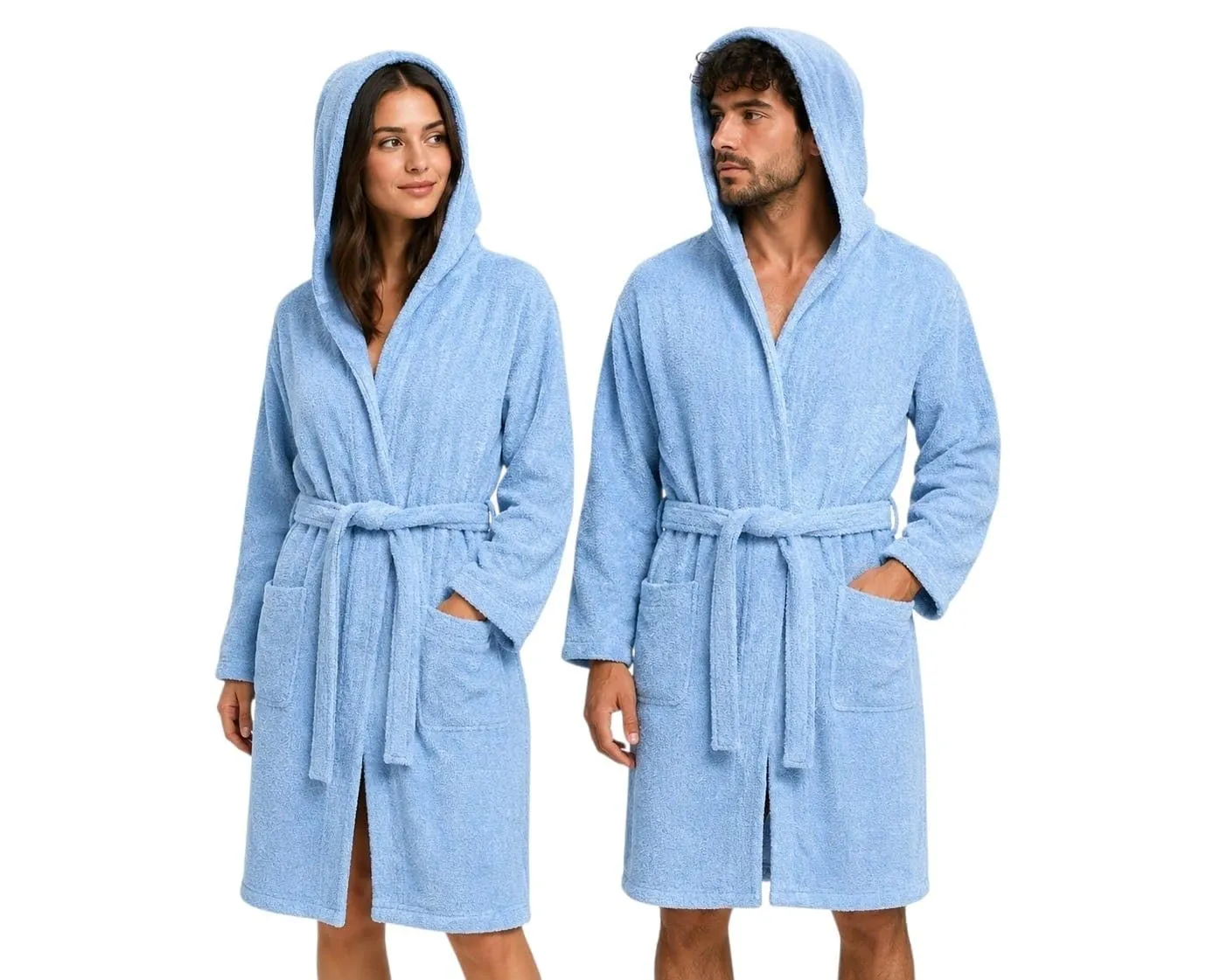 GX GARGIX Accappatoio Uomo Donna in Spugna di Cotone con Cappuccio – Morbido, Assorbente e Confortevole (IT, Testo, M, Regular, Regular, GX/ACCSPU-AZZURRO) - immagine 1