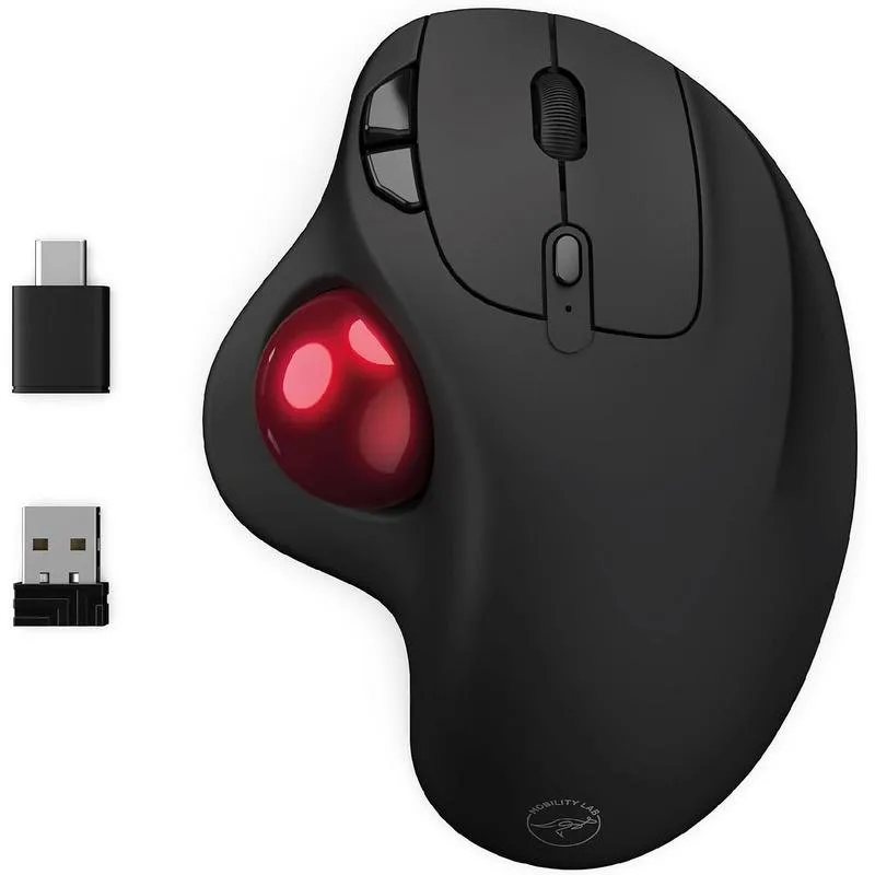 Mouse Mobility Lab ML313276 Wireless Trackball 1600 DPI Nero Ergonomico 6 Tasti - immagine 1