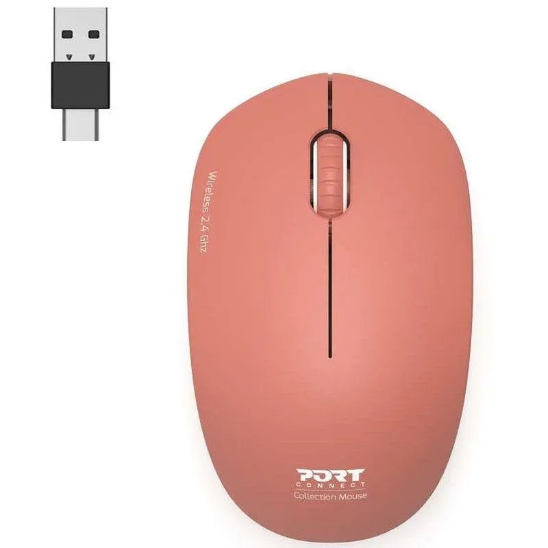 Ratón Port Designs 900542 Wireless RF 1600 DPI Rosso Ambidestro USB-A USB-C - immagine 1