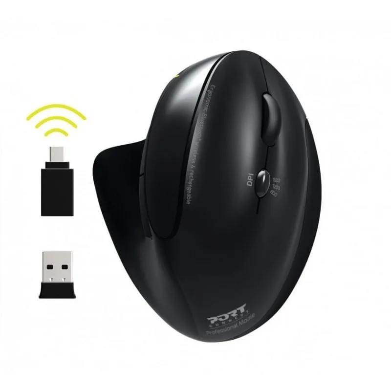 Ratón Port Designs 900706-BT Wireless Bluetooth 1600DPI Nero Ergonomico Ricaricabile - immagine 1
