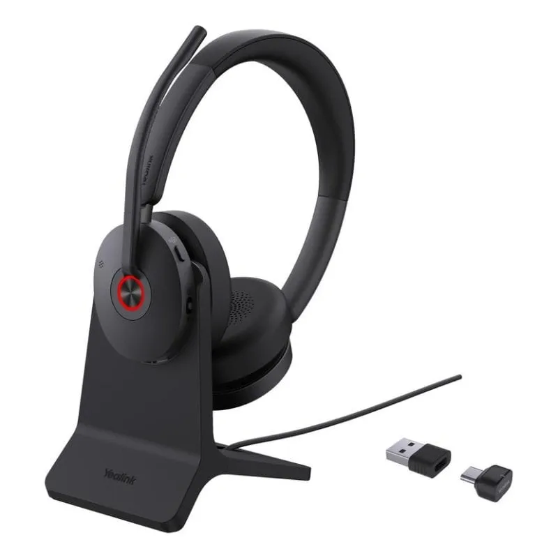 Auricolari Yealink BH74 Wireless Bluetooth con Cancellazione Attiva del Rumore per Ufficio e Call Center con Base di Ricarica Nero - immagine 1