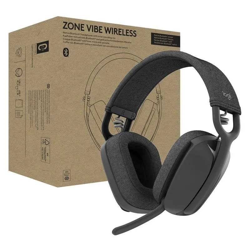 Auricolari Logitech Zone Vibe Wireless Bluetooth con Cancellazione Rumore Microfono Graphite - immagine 1