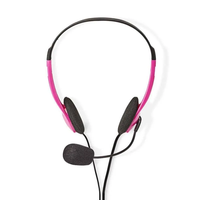 Auricolari Nedis CHST100PK con cavo Stereo con microfono a braccio per Educazione Rosa - immagine 1