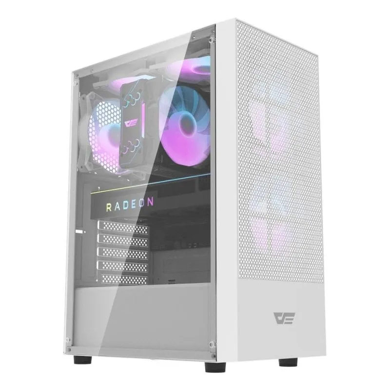 Case Darkflash A290 Torre Media Bianco ARGB Mesh Vetro Temperato - immagine 1