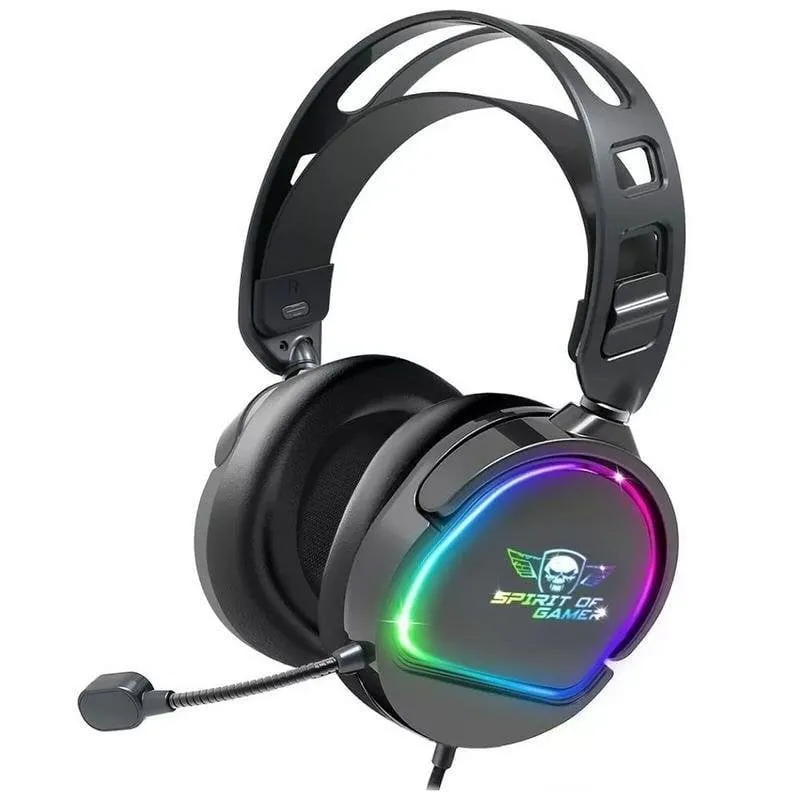 Cuffie Spirit of Gamer Pro H6 con cavo, audio stereo, RGB e microfono rimovibile nero - immagine 1