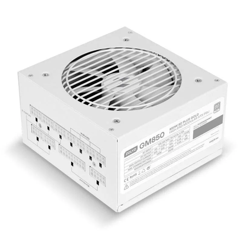 Fonte di Alimentazione Zolyd ZLDGM850MWT 850W 80 Plus Gold Full Modulare Bianca - immagine 1