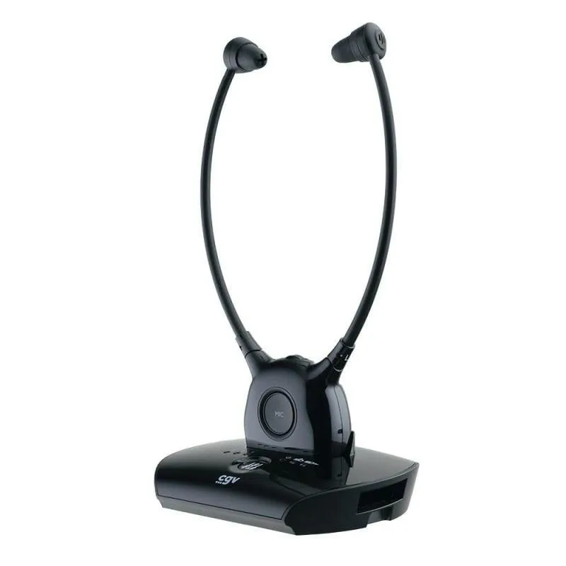 Auricolari CGV Dolfin Onyx wireless 2.4 GHz per TV con base di ricarica neri - immagine 1