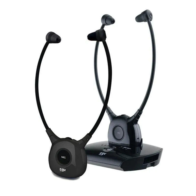 Auricolari CGV Dolphin Onyx Duo wireless 2.4 GHz per TV, banda da collo, colore nero - immagine 1
