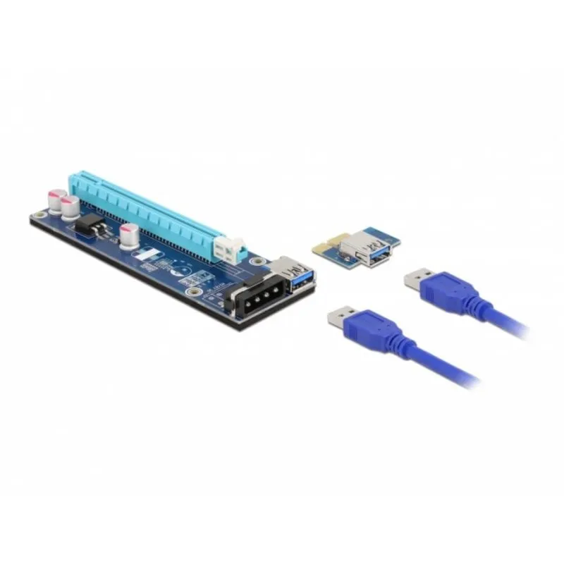 Scheda Riser DeLock 41430 PCIe x1 a x16 cavo USB 60 cm SATA - immagine 1