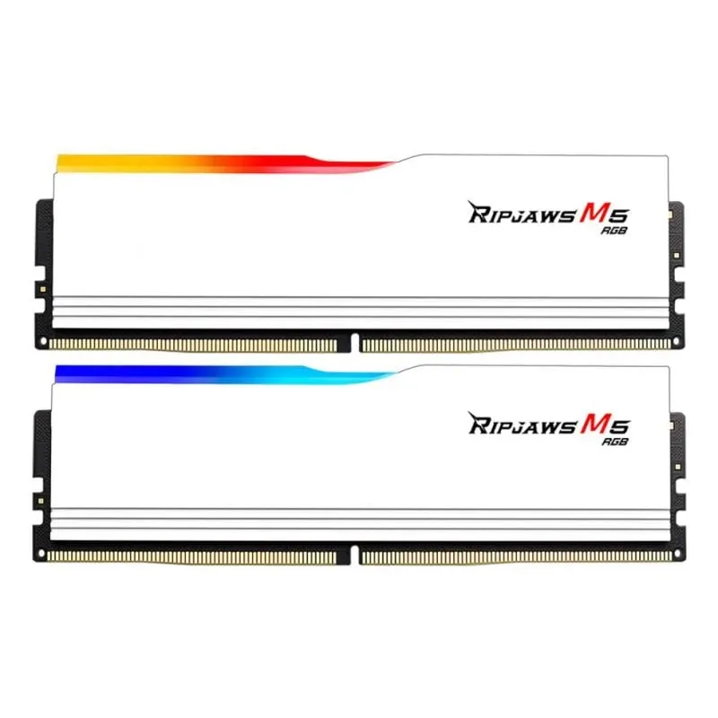 Memoria RAM G.Skill Ripjaws M5 RGB F5-6000J3036F24GX2-RM5RW 48GB 2x24GB DDR5 6000MHz CL30 Intel XMP RGB Bianco - immagine 1