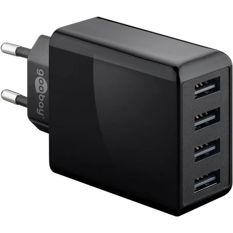 Multipresa Goobay 44953 4 USB-A 30W protezione sovraccarico nera - immagine 1