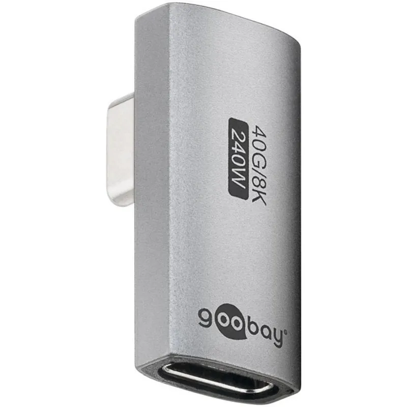 Adattatore USB-C Goobay 74443 angolato argento USB4 Gen 4 Power Delivery - immagine 1