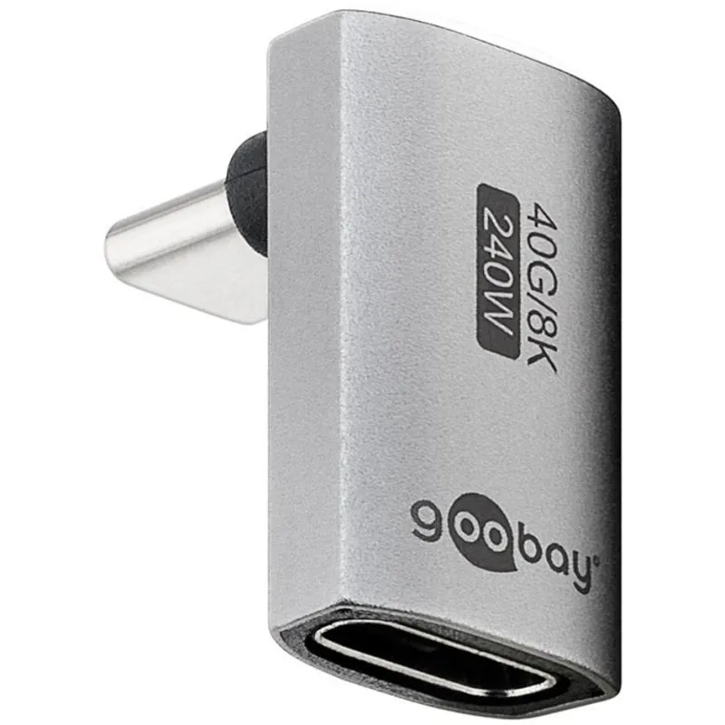 Adattatore USB-C Goobay 74442 Maschio/Femmina Angolato 90° Argento - immagine 1