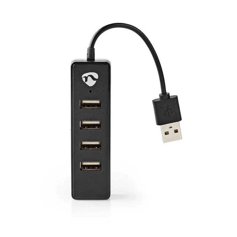 Hub NEDIS 4 porte USB 2.0 480 Mbit/s modello UHUBU2420BK compatto Plug & Play - immagine 1