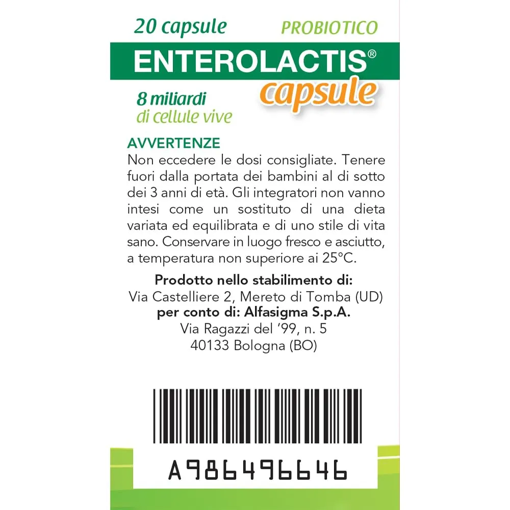 Enterolactis confezione da 20 Capsule apribili: Fermenti lattici, Probiotici, supporto alla flora intestinale - immagine 9