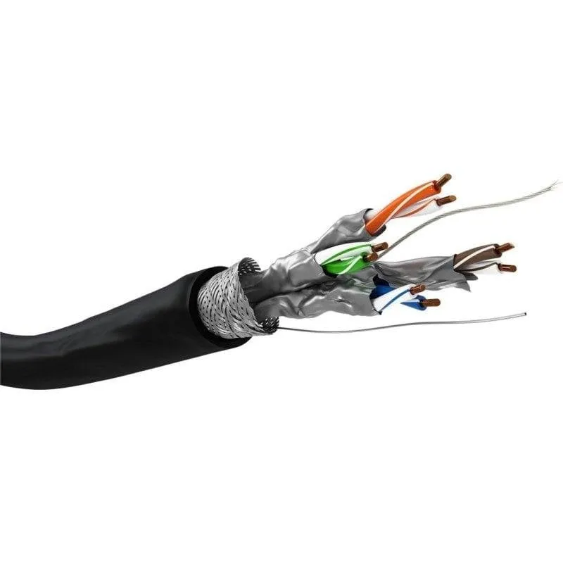 Cavo di rete Goobay 77624 Cat6a S/FTP 100 m nero alta velocità - immagine 1