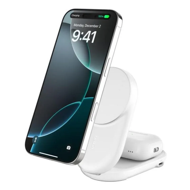 Caricatore wireless Belkin WIZ039KQWH Qi2 25W 2-in-1 magnetico pieghevole bianco - immagine 1