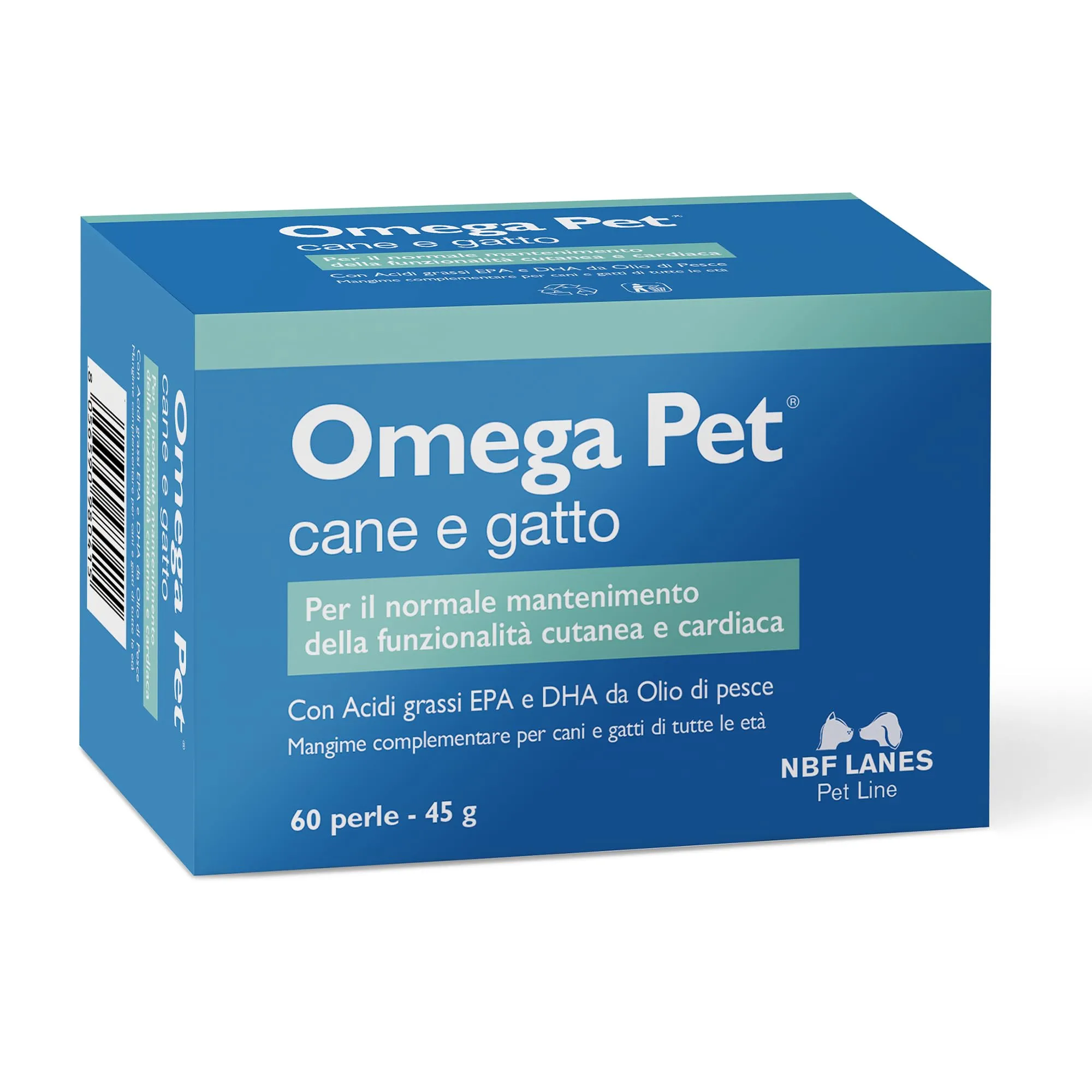 NBF Lanes | Omega Pet Cane e Gatto, 60 Perle Appetibili, per il Normale Mantenimento della Funzionalità Cutanea e Cardiaca - immagine 1