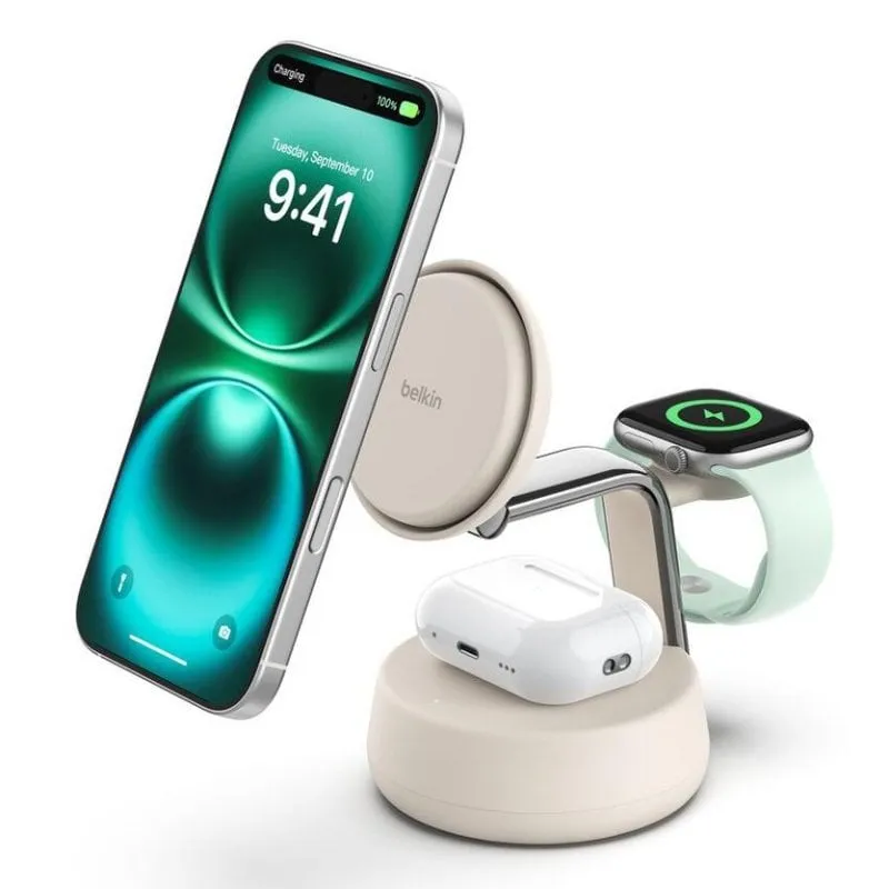 Caricatore wireless Belkin WIZ040KQSD Qi2 UltraCharge Pro 3 in 1 25 W Arena - immagine 1