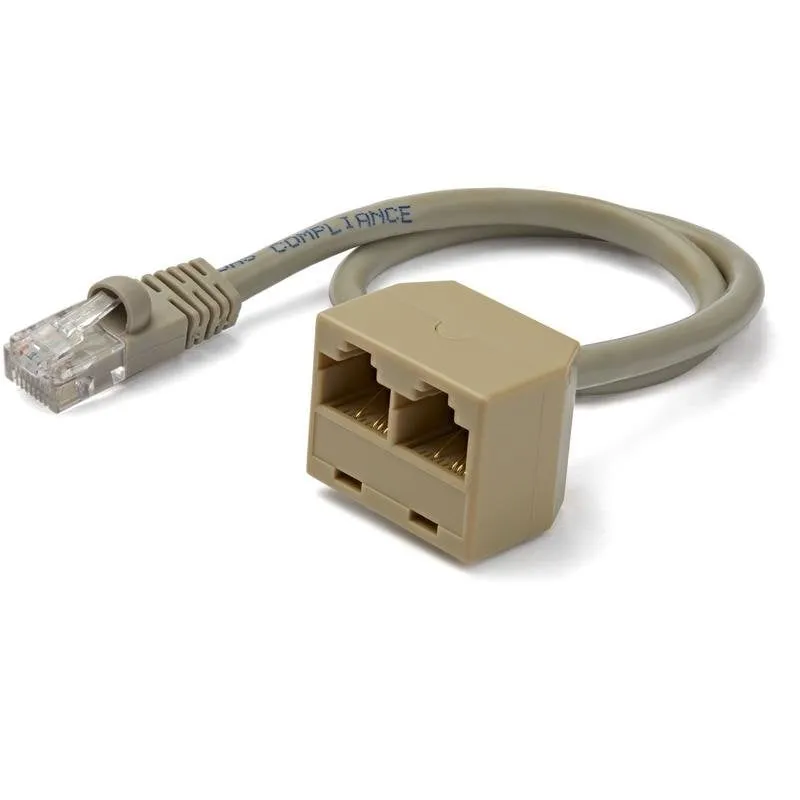 Divisore di rete Startech RJ45SPLITTER Ethernet RJ45 2 a 1 Cat5e 0,33 m Grigio - immagine 1