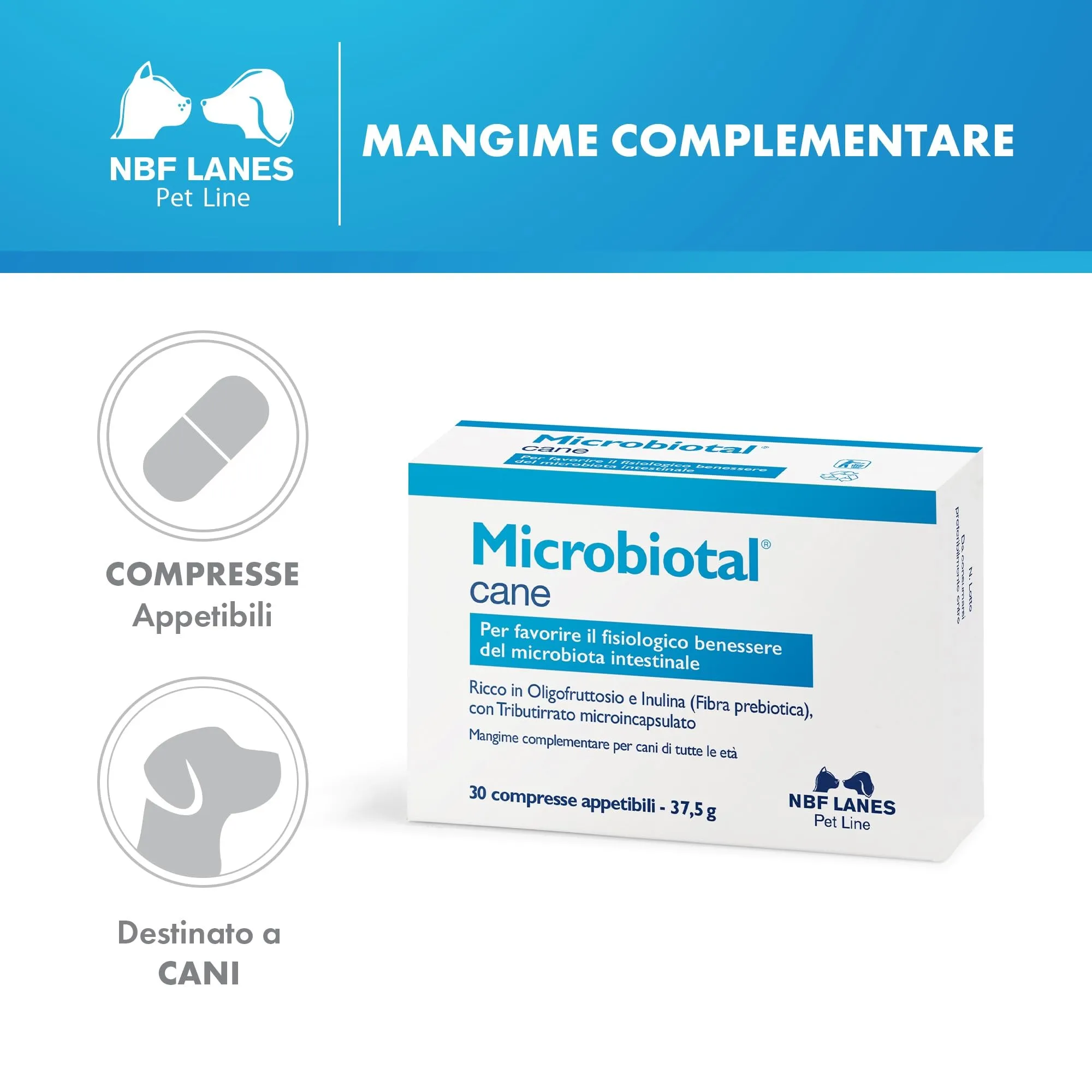NBF Lanes | Microbiotal Cane, 30 Compresse Appetibili, per Favorire il Fisiologico Benessere del Microbiota Intestinale - immagine 2