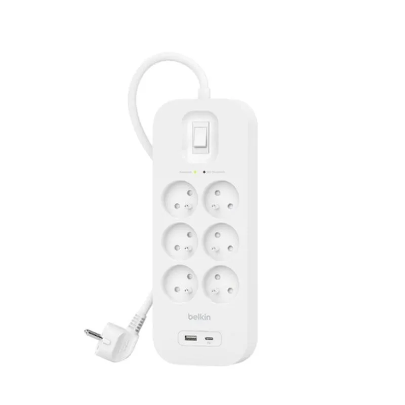 Multipresa Belkin SRB002CA2M 6 prese protezione 650 J USB-A USB-C 2 m interruttore - immagine 1