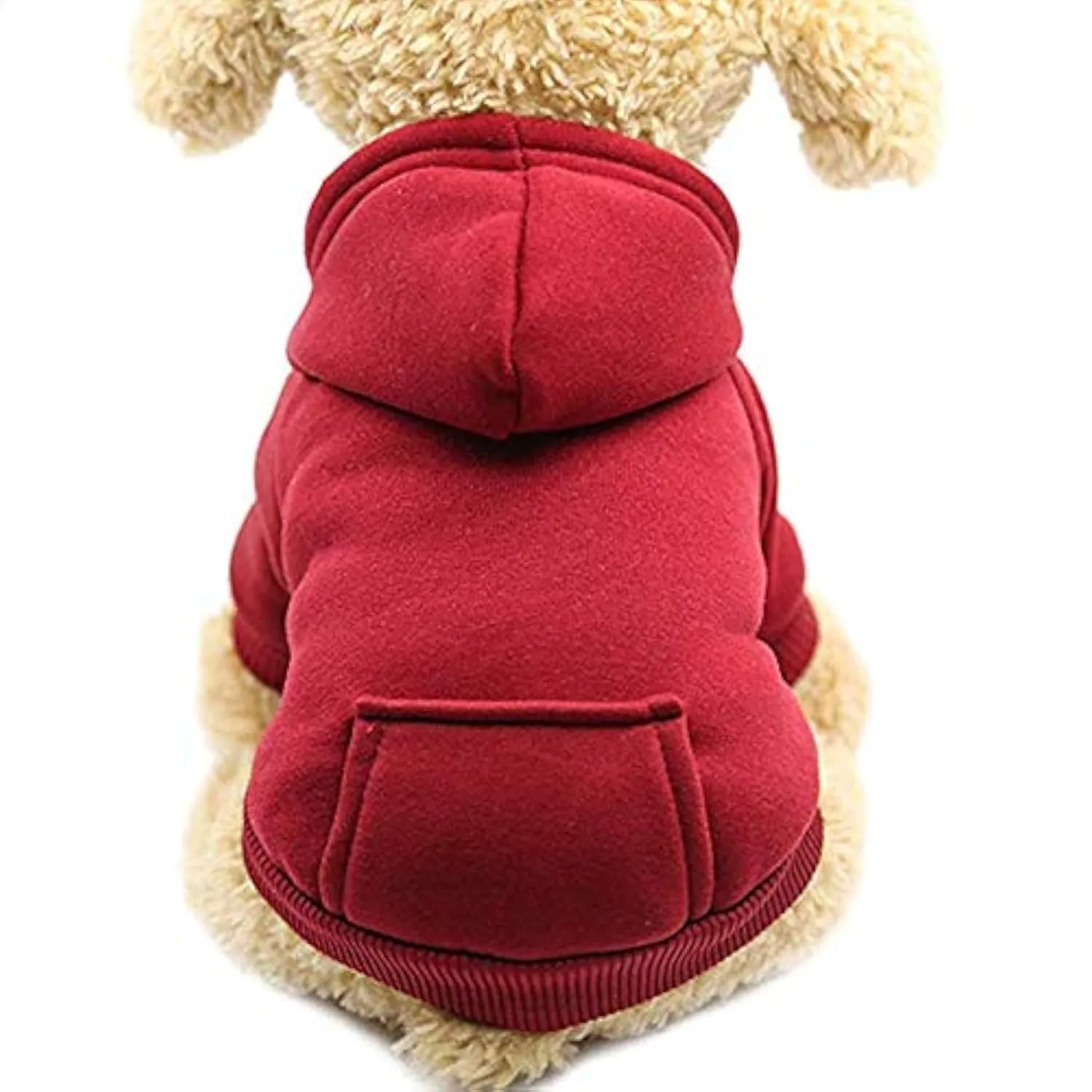 Idepet Felpa con Cappuccio per Cane Animale Domestico Autunno Inverno Cappotto Caldo Vestiti per Cani in Cotone Tinta Unita con Tasca Tuta da Cane Pullover Outdoor per Cani di Piccola Taglia - immagine 1