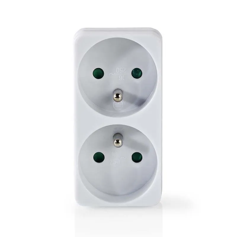 Multipresa Nedis PSSPL200C2WT 2 prese compatta per interni 16A 3500W bianca - immagine 1