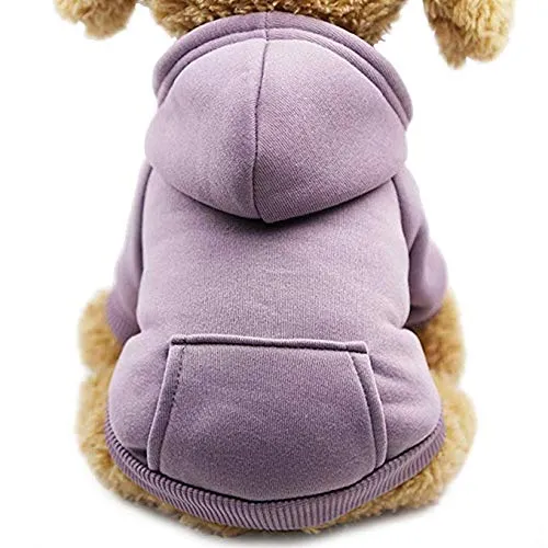 Idepet Felpa con Cappuccio per Cane Animale Domestico Autunno Inverno Cappotto Caldo Vestiti per Cani in Cotone Tinta Unita con Tasca Tuta da Cane Pullover Outdoor per Cani di Piccola Taglia - immagine 1