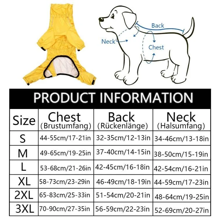 Geyecete - 1/2 zampe pantaloni tuta impermeabile per cani, 4 gambe riflettente pioggia impermeabile Gear per cani, Con cerniera e fibbia, per cuccioli piccolo e medio-Giallo-XL - immagine 5