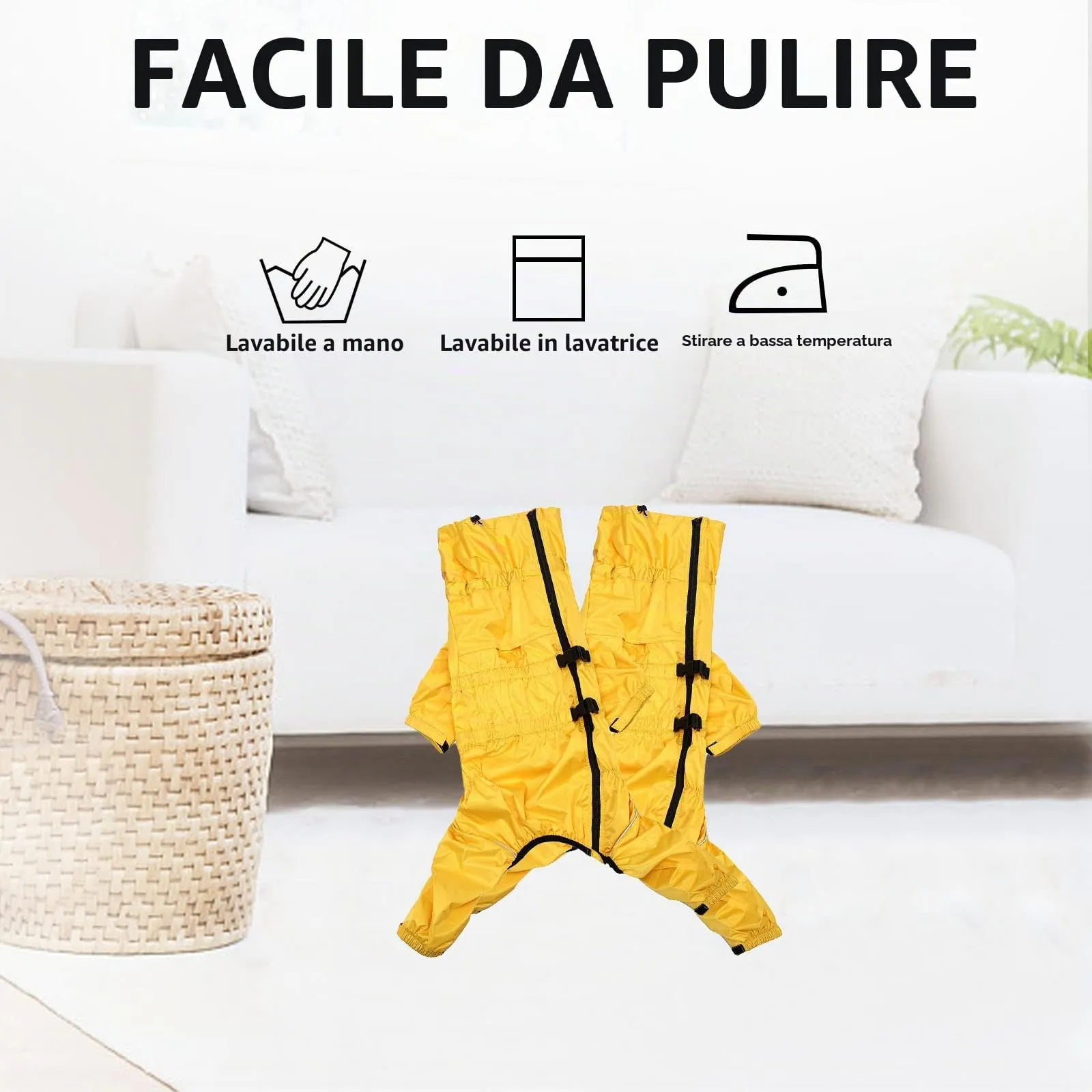Geyecete - 1/2 zampe pantaloni tuta impermeabile per cani, 4 gambe riflettente pioggia impermeabile Gear per cani, Con cerniera e fibbia, per cuccioli piccolo e medio-Giallo-XL - immagine 7