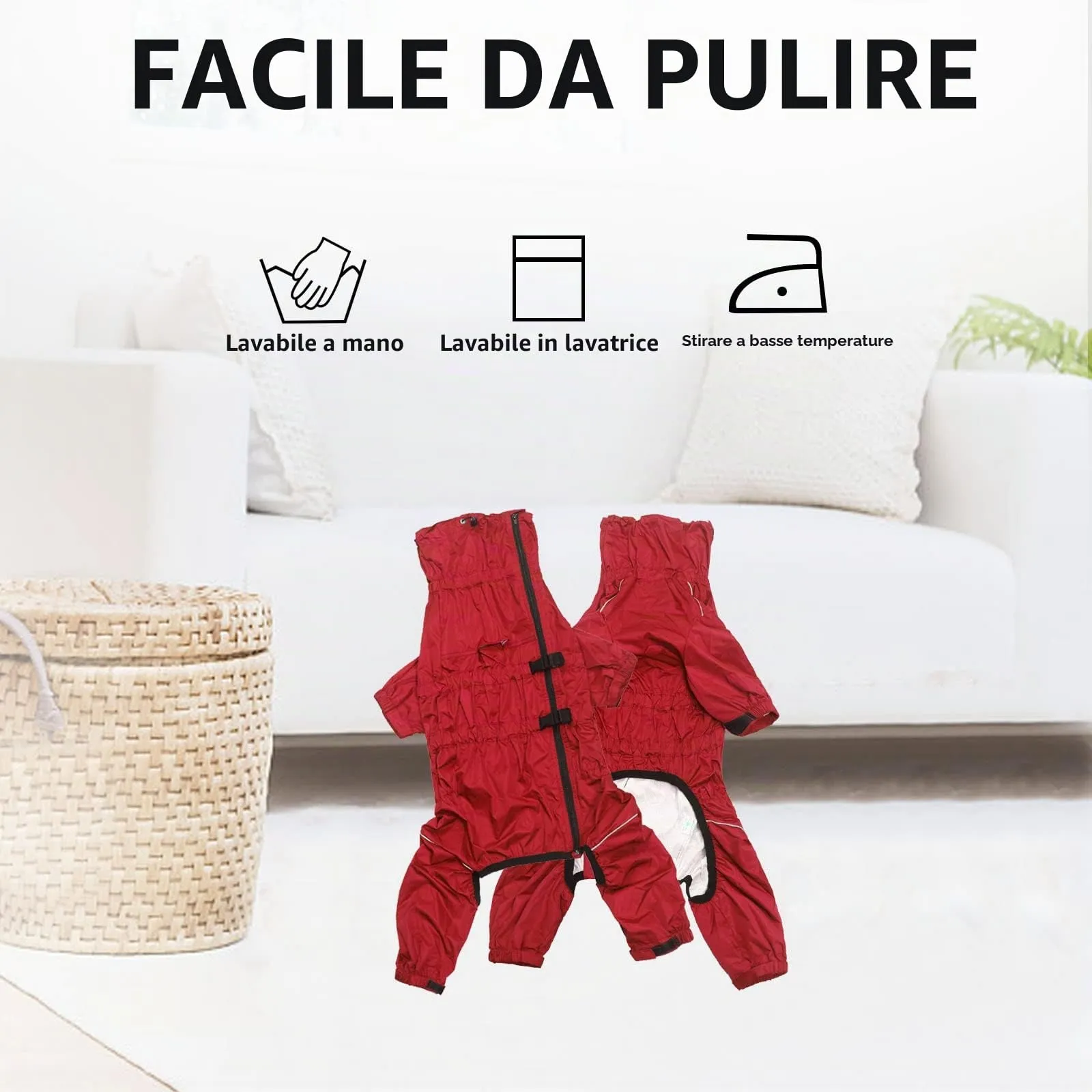 Geyecete - 1/2 zampe pantaloni tuta impermeabile per cani, 4 gambe riflettente pioggia impermeabile Gear per cani, Con cerniera e fibbia, per cuccioli piccolo e medio-Rosso-S - immagine 5
